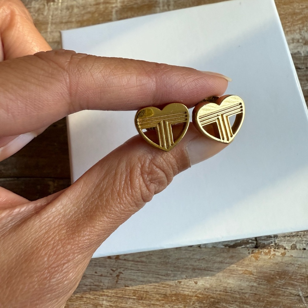 Tory Burch Gold Heart Stud Earrings on Sale!